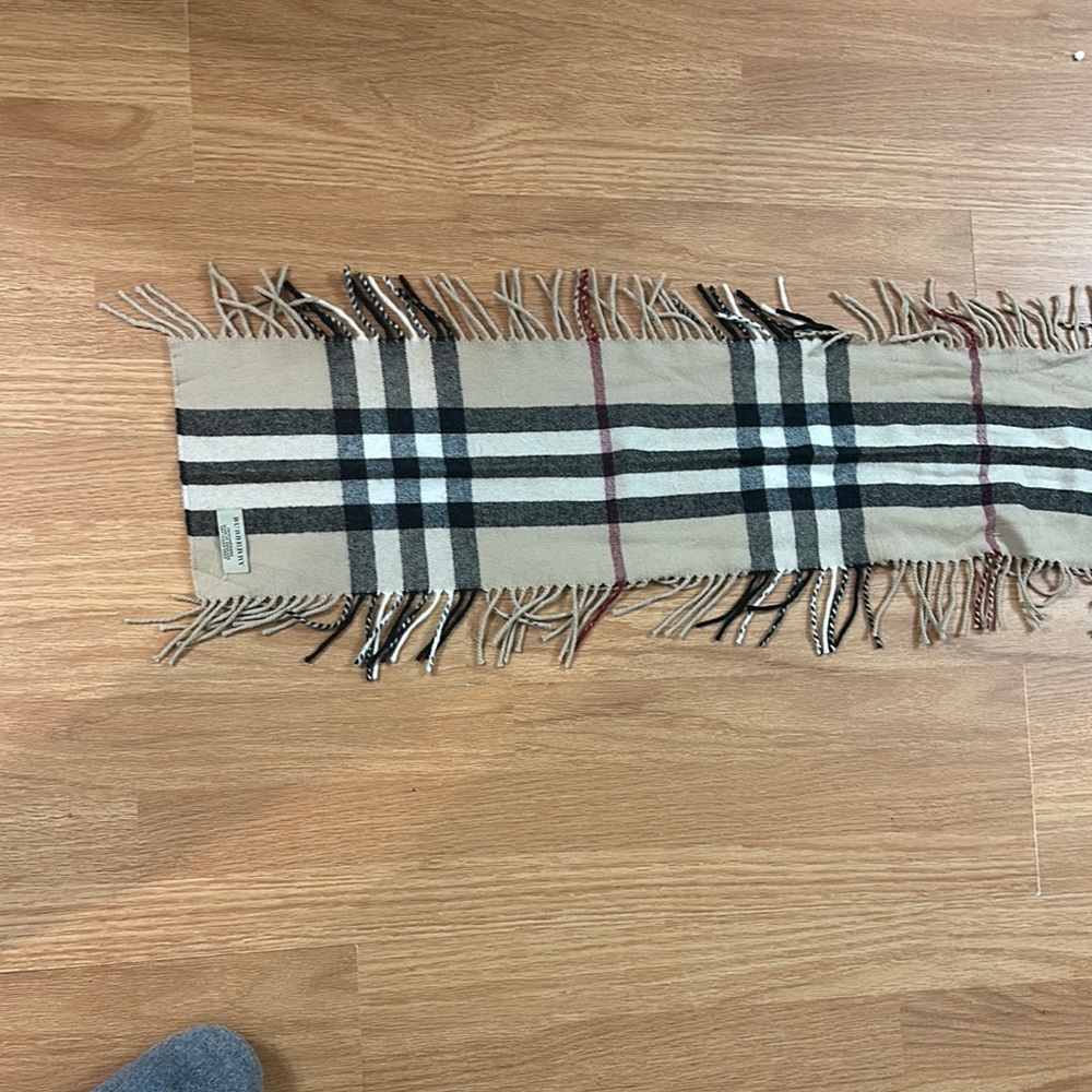 Burberry Beige and Black Checkered Scarf
